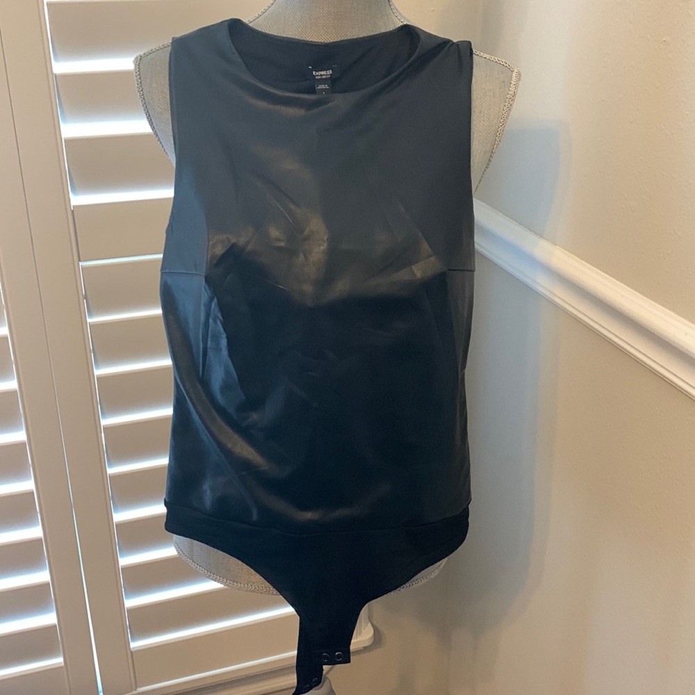 Express | Body Contour Faux Leather Bodysuit